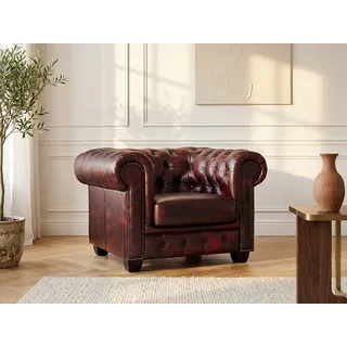 Chesterfield Ledersessel - Büffelleder - Rotbraun - BRENTON