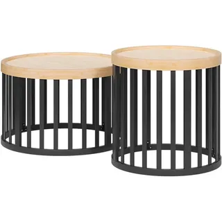 Vicco Couchtisch-Set Enara Schwarz/Braun Bambus 50,5 x 50,5 x 50 cm