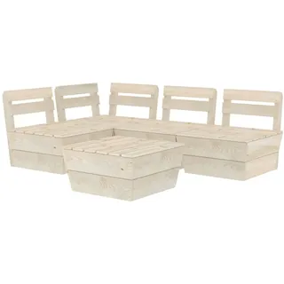 5-tlg. Garten-Paletten-Lounge-Set Imprägniertes Fichtenholz - Beige, Bunt