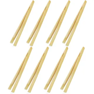 Grillzange Holz, 8 Stück 17.5cm Wiederverwendbar Bambus Zange, Rutschfest Bambuszange Küchenzange Holz, Küchen Zubehör, Für Toast, Salat, Backen, Tee Pinzette Küche