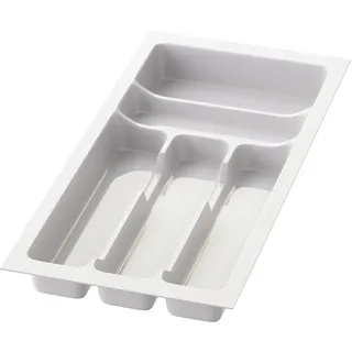 Sossai Besteckeinsatz Divio für 30cm breite Schubladen, 23x49 cm – zuschneidbar, 5 Fächer, weiß, Besteckkasten für Schubladen aus Kunststoff