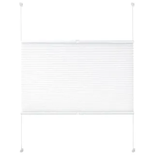 Plissee Rollo - Klemmfix ohne Bohren - Blickdichter Sichtschutz - Mit Zugschnur - 100 % Polyester - 85 x 130 cm - Weiß