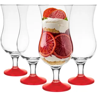 Glasmark Krosno Gläser Cocktailgläser Set Longdrink Cocktail Gin Bier Wasser Longdrinkgläser Cocktailgläser Trinkglas Wasserglas Glas Smoothie Dessert Spülmaschinenfest Rot 4 x 420ml