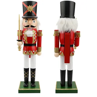 Jodsen Große Weihnachten Nussknacker Soldat Holz 38cm/15inchs Weihnachten Nussknacker Figuren Ornamente Traditionelle Puppe Weihnachtsschmuck Weihnachtsdekoration Christbaumschmuck Tischdeko Geschenk