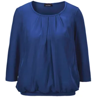 GOLDNER Kurzarmbluse »Kurzgröße Chiffon-Shirt mit 3/4-Arm, Rundhals«, blau