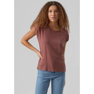 Vero Moda T-Shirt "VMAVA PLAIN SS TOP JRS NOOS" Materialmix, regular fit, rose braun