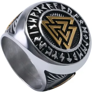 OIDEA Siegelring Wikinger Herren Schwarz, aus hochwertigem Edelstahl, Nordischer Vikinger Symbol keltisch Ringe Breit Retro Größe 62 (19.7)