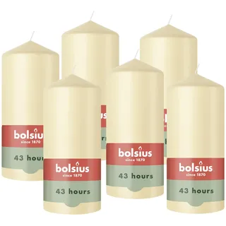 Bolsius Essentials glatte Stumpenkerze 13 cm beige 6 St.