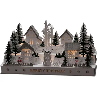 Konstsmide LED Holzsilhouette Dorf 12 Dioden Warmweiß