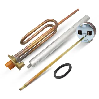 DOJA Barcelona | Elektrischer Widerstand für Boiler-Kit 1500W | Gebogener Widerstand+Magnesiumanode+Gummidichtung+Befestigungsschraube+Stab Thermostat 270mm | Warmwasserbereiter Ersatzteile