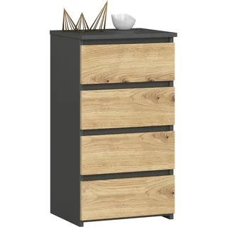 Kommode mit 4 Schubladen Kommode Organizer Kommode mit Schubladen 40 cm breit 74 cm hoch | graphit-Artisan Eiche Highboard Sideboard Schrank schmal