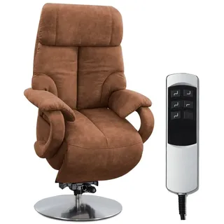 Cavadore TV-Sessel Istanbul Lederoptik 80 x 115 x 79 cm Cognac elektrisch