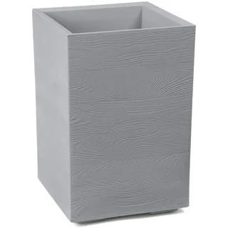 Pflanzkübel mit Rollen Höhe 60 cm, 36L – Blumentopf aus Kunststoff in Holzoptik – Übertopf mit Wasserablauf – Modern für Innen & Außen - Wetterfest & Pflegeleicht, Grau