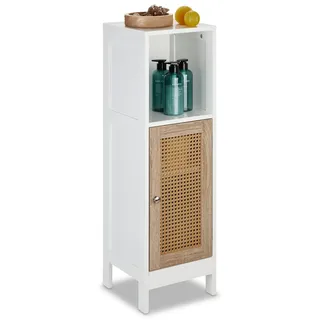Relaxdays Badezimmerschrank, HBT: 96,5 x 30 x 30 cm, weiß/Natur