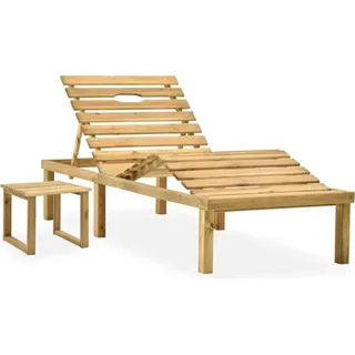vidaXL Garten-Sonnenliege mit Tisch und Auflage Kiefer Imprägniert - Grün