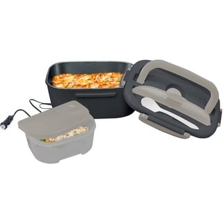 NERTHUS FIH 810 Lunchbox 2-in-1 Elektrische Lunchbox für Arbeit und Auto/LKW, 220 V & 12 V, Edelstahl 18/8, Grau, 450 ml - 60 ml (FIH 810)