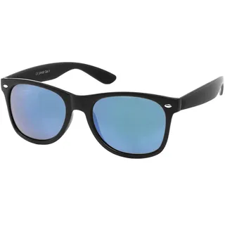 Stylebreaker Nerd Sonnenbrille mit verspiegelten oder getönten Gläsern, klassisches Retro Design 09020039 - schwarz