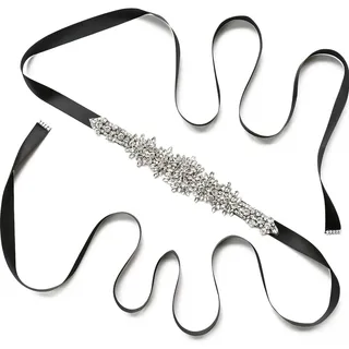Anevous Strass Gürtel für Damen, Hochzeit Braut Taille Gürtel, Braut Taillengürtel, Elegante Brautgürtel Schärpengürtel Zubehör Frauen für Hochzeit, Party, Brautjungfernkleider, Ballkleid,Schwarz