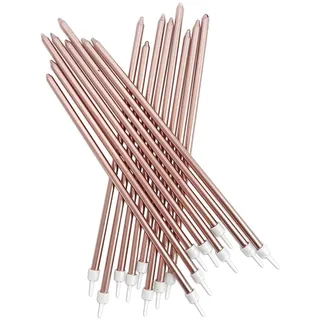 Febbya Geburtstagskerze, 36 Stück Geburtstagskerzen in Metallhaltern, lang, dünne Cupcake-Kerzen, für Geburtstagsfeier, Hochzeit, Babyparty