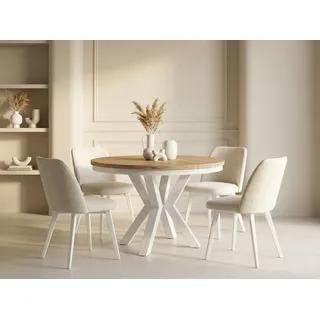 WFL GROUP Runder Esstisch 100 x 76 x 100 cm hellbraun
