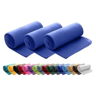 wometo 3er Set Polar Fleecedecke 130x160 Oeko-TEX ca. 400g dunkelblau blau | mit Anti-Pilling und Kettelrand, im praktischen 3er Pack