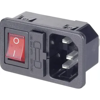 Conrad 501638 Kaltgeräte-Steckverbinder Stecker, Einbau vertikal Gesamtpolzahl: 2 + PE 10 A Schwarz 1 St.