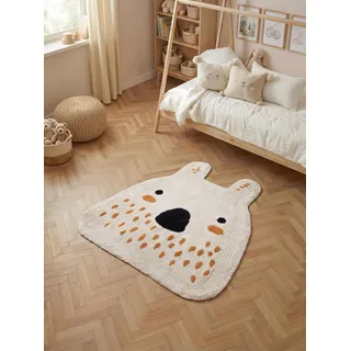 Hanse Home Kinderteppich Nienchen - Pflegeleichter Teppich Junge Mädchen, rutschfest & Waschbarer Formteppich Hase, Kinderzimmer Weicher Spielteppich, Spielunterlage - Creme Multifarben, 120x137cm