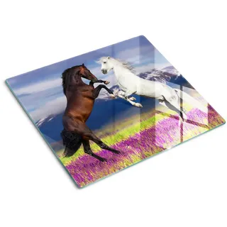 Tulup Glasplatte 60x52 cm Pferdeberge , Pink , Glas , 60x52 cm , Küchenzubehör, Schneidebretter