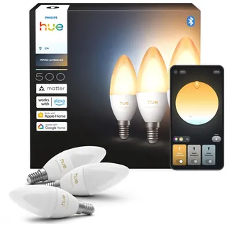 Philips LED-Kerzenlampe 3er Pack B39 500 lm dimmbar