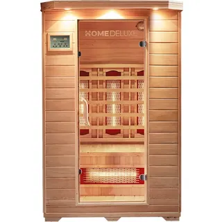 HOME DELUXE – Infrarotkabine REDSUN M VSS - 120 x 105 x 190 cm - für 2 Personen, 6 Vollspektrumstrahler, Holz: Hemlocktanne I Infrarotsauna, Sauna, Wärmekabine, Infrarot - Braun
