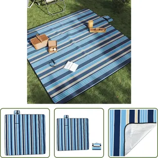 The Living Store Picknickdecke Faltbar Blau und Weiß Gestreift 200x200 cm Samt