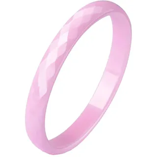 PAURO Damen Schmuck Hoch Poliert Klassisch Design Engagement Hochzeitsband Ringe Keramik 4MM Rosa Größe 60 (19.1)