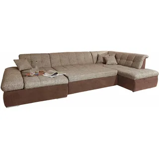 DOMO collection Wohnlandschaft »Moric«, U-Form, auch in Cord, Breite 353cm, viel Platz« im XXL-Format, wahlweise mit Bettfunktion und Armlehnenverstellung, inklusive loser Zierkissen, frei im Raum stellbar