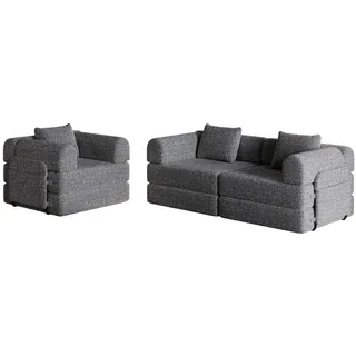Redom Schlafsessel 2-in-1 mit Bettfunktion, Armlehnen-Staufach und flexibler Modulnutzung, Grau , Textil , 274x69.8x183.8 cm , Wohnzimmer, Sofas & Couches, Schlafsofas, Schlafsessel
