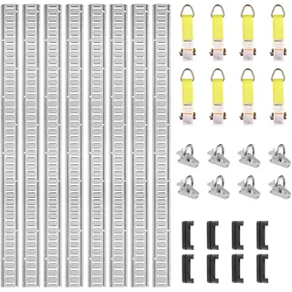 Vevor Zurrschienen 34 STK. Airlineschienen, Silber Transportschiene, 454 kg Max. Tragfähigkeit Ankerschiene, 1,52 m Schienenlänge Stäbchenzurrschiene zur Ladungssicherung für Anhänger und Wohnmobile