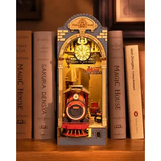 Rolife Book Nook Kits 3D Puzzles Holz Holzpuzzle Erwachsene DIY Bücherecke Holzmodelle Bausätze für Bücherregal Buchstützen Dekor (Time Travel)
