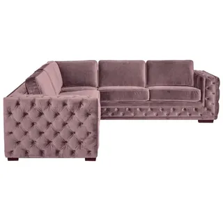 Ecksofa Rosa Samt Wohnlandschaft Couch Eckgarnitur Polster Altrosa Möbel Design - Rosa