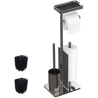 Relaxdays Wc-Garnitur , Metall, Kunststoff , 22x75x20 cm , Badezimmer, WC Ausstattung, WC-Bürsten