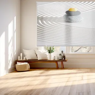 Blindecor Digital | Rollo transparent Bedruckt | Familie Zen| Modell Z-MINERALSAND | 130 x 180 cm (Breite x Höhe) | Stoffgröße 126 x 175 cm | Fensterrollos