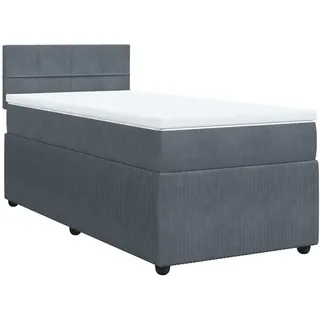 vidaXL Boxspringbett mit Matratze Dunkelgrau 100x200 cm Samt