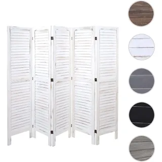 Paravent HWC-G30, Trennwand Sichtschutz Raumteiler, Shabby-Look 170x200cm ~ weiß