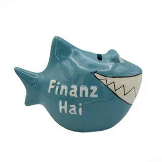 Logbuch-Verlag Finanzhai Spardose Sparbüchse Hochzeit Fisch Keramik Geschenk Geld sparen für Kinder & Erwachsene