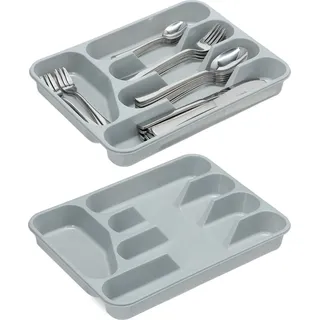 Relaxdays Besteckkasten Grau 25 x 4 x 33 cm Kunststoff