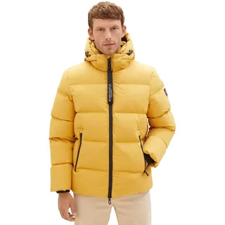 Tom Tailor Herren 1037350 Recycled Down Puffer-Jacke mit Abnehmbarer Kapuze, 10533-golden Fall, S - S