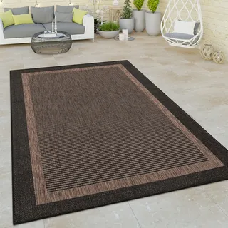Paco Home Teppich »Illusion 325« rechteckig 5 mm Höhe Flachgewebe, meliert, mit Bordüre, Outdoor geeignet, UV-beständig, grau