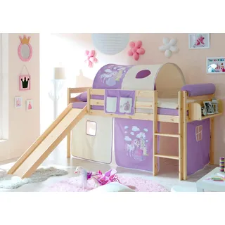 TICAA Hochbett Manuel 217 x 114 x 205 cm Kiefer massiv natur lila