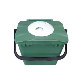 Biologic Küchen Vorsortierbehälter mit Geruchsfilter, grün, Abfalleimer aus Kunststoff für die geruchsfreie Biomüllsammlung zuhause, Volumen: 7 Liter