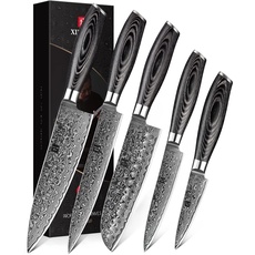 XINZUO 5er Damastmesser Set küchenmesser 67 Schichten Damaststahl Kochmesser Messerset mit Pakkawood Griff - Ya Serie