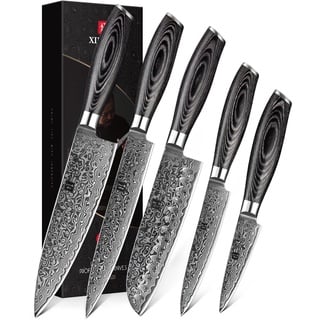 XINZUO 5er Küchenmesser Set 67 Schichten Damaststahl Chefmesser Set, Profi Geschmiedet Damaskus messerset Scharfe Klinge Kochmesser Set -Chef Santoku Tranchier Allzweck Obst Messer -Pakkaholz Griff