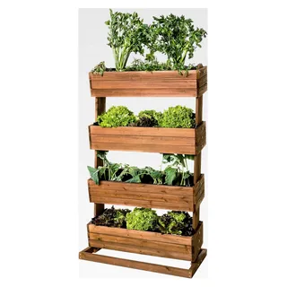 Vertikales Hochbeet mit 4 Etagen - Gemüse- und Kräuterbeet für Terrasse, Balkon und Garten